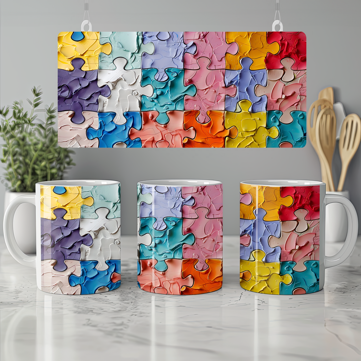 Kahve ve Puzzle Keyfi Bir Arada – 3D Seramik Kupa