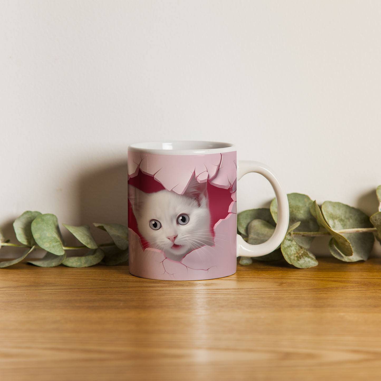 3D Kedi Detaylı Kupa – Gerçekçi ve Zarif Tasarım