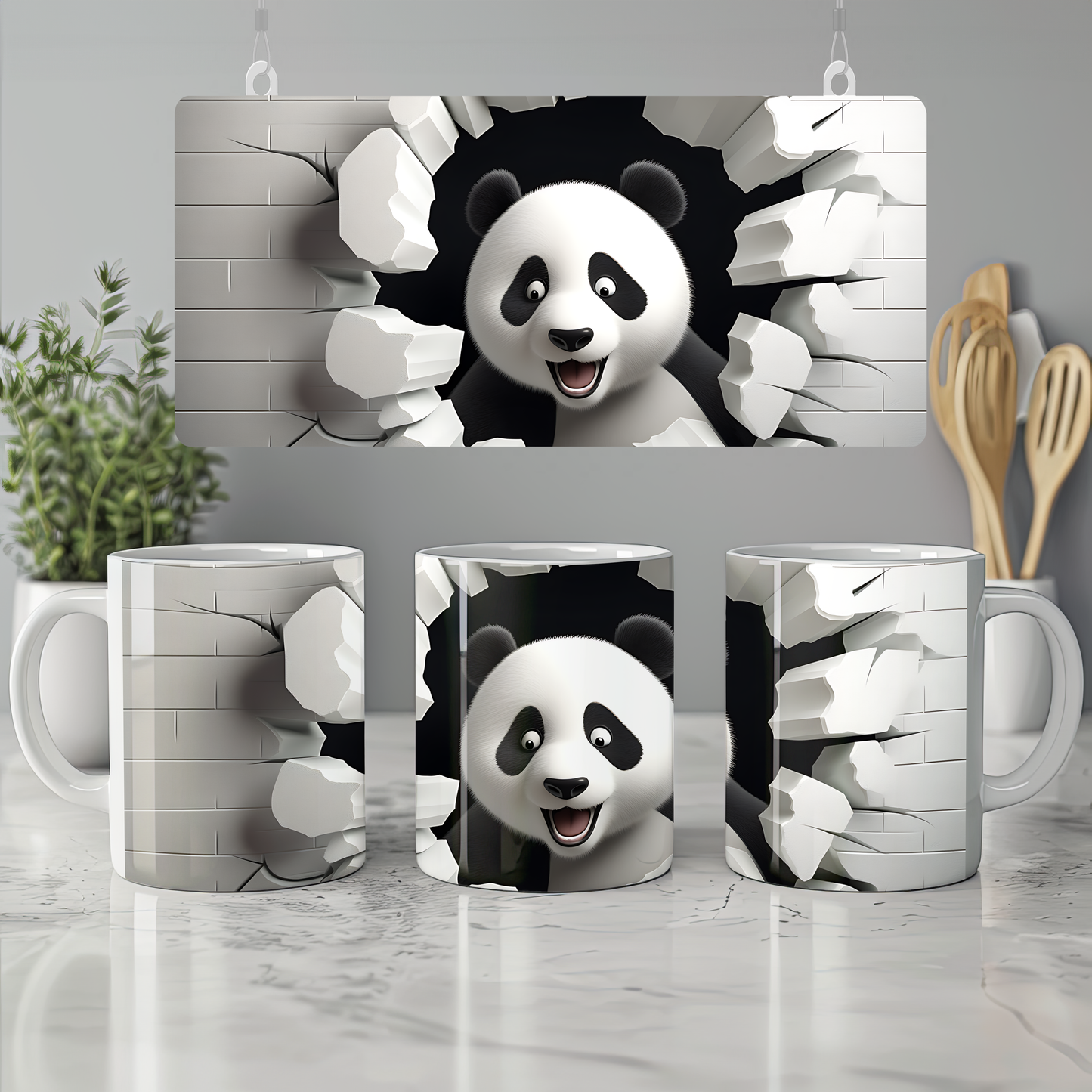 Dekoratif Safari Kupa Bardak - Panda Seramik Kupa