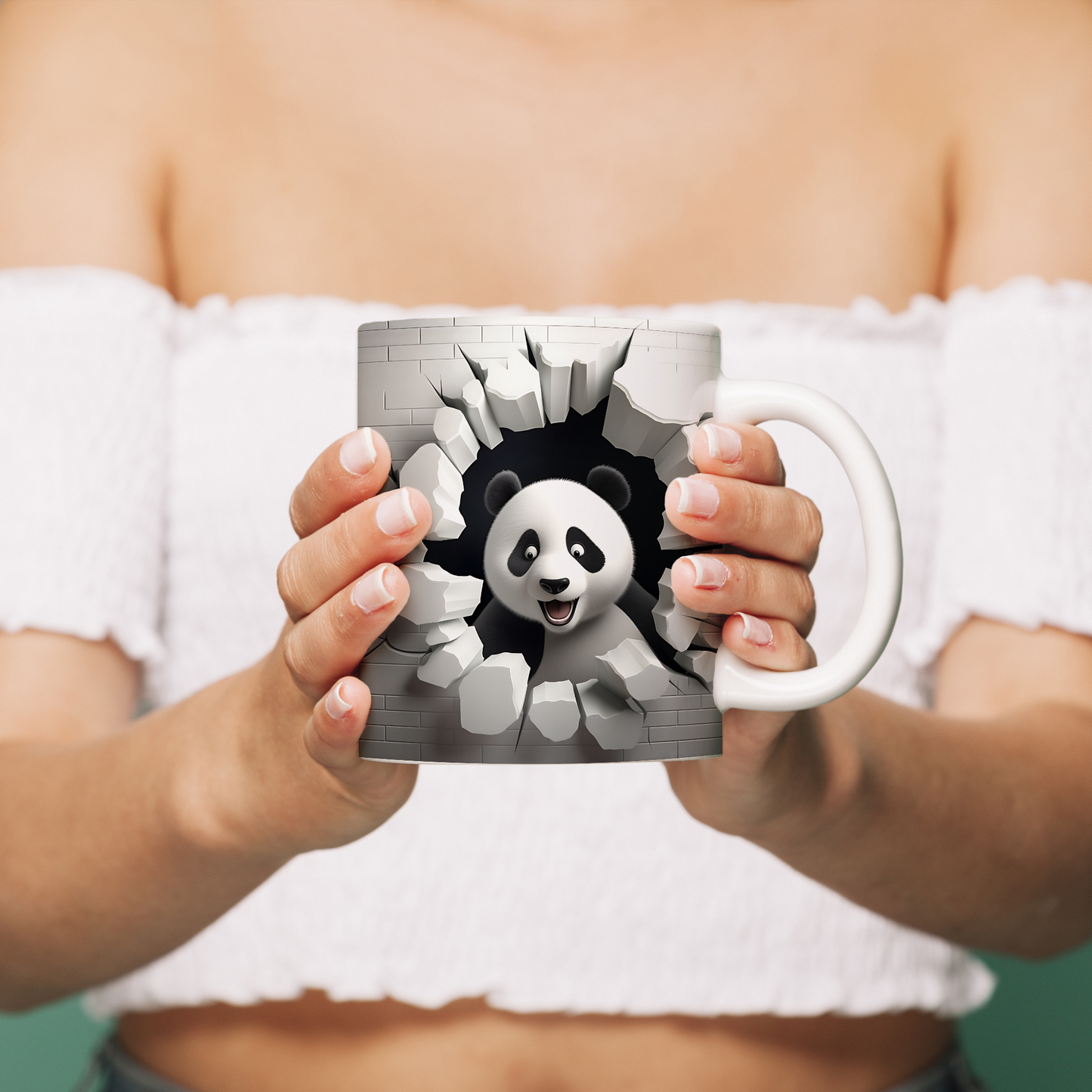 Dekoratif Safari Kupa Bardak - Panda Seramik Kupa