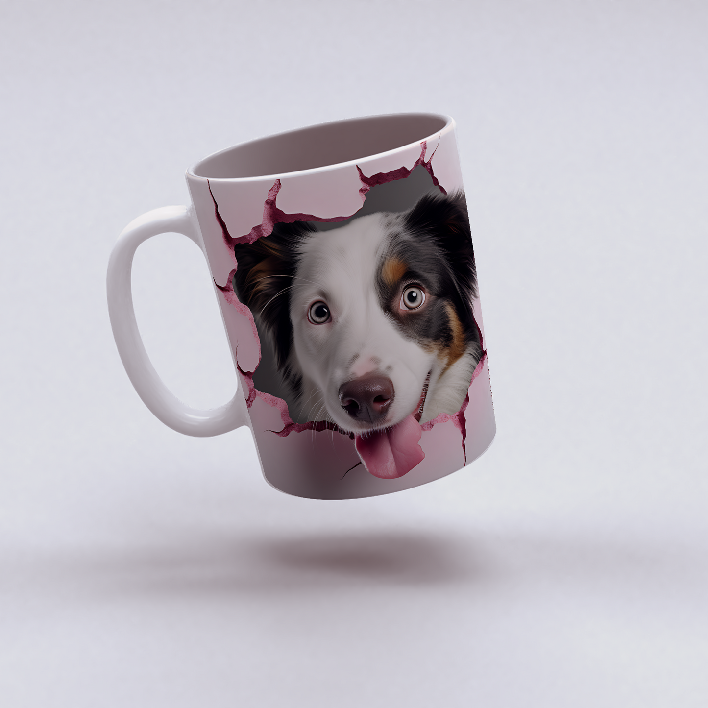 Kahve İçerken Patileş – 3D Köpek Figürlü Kupa - Valentine Australian Shepherd