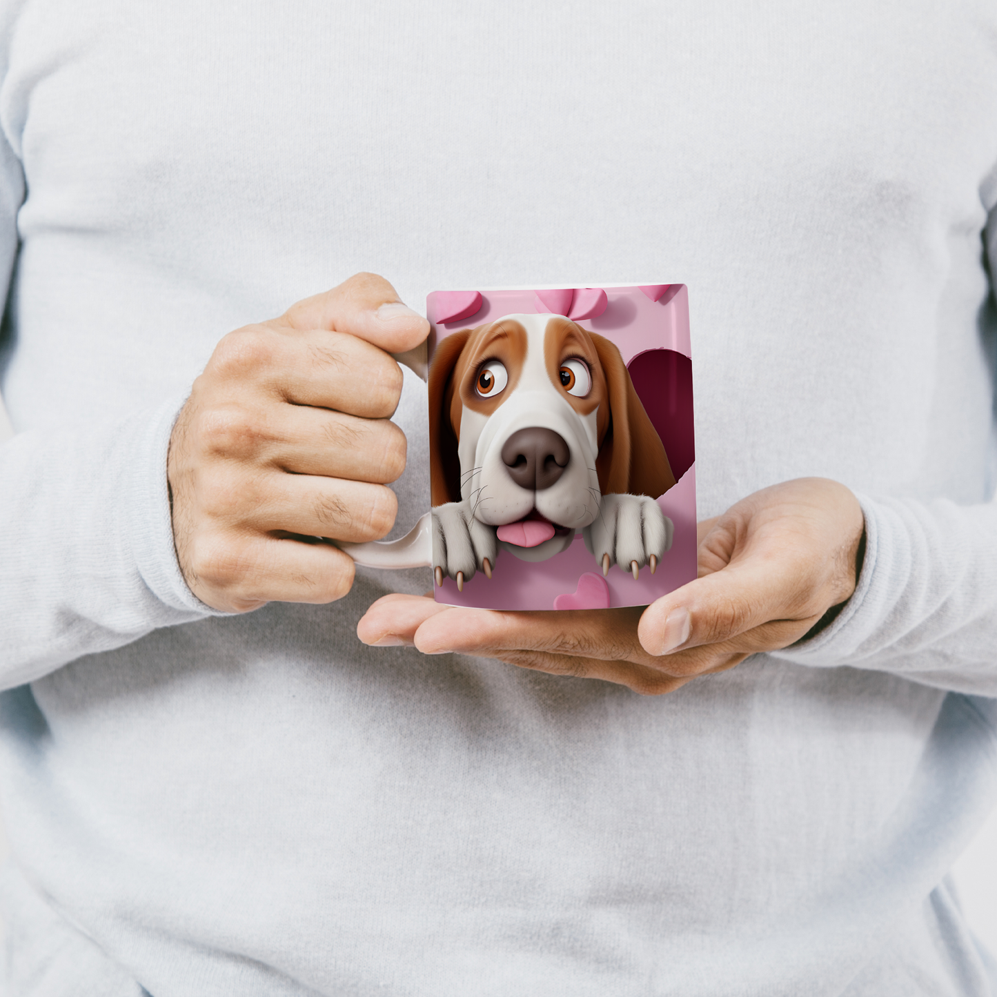 Gerçek Gibi Tatlı – 3D Hayvan Figürlü Koleksiyon Kupa - Valentine Basset Hound