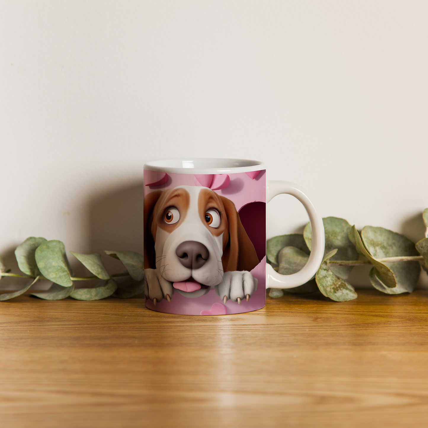 Gerçek Gibi Tatlı – 3D Hayvan Figürlü Koleksiyon Kupa - Valentine Basset Hound