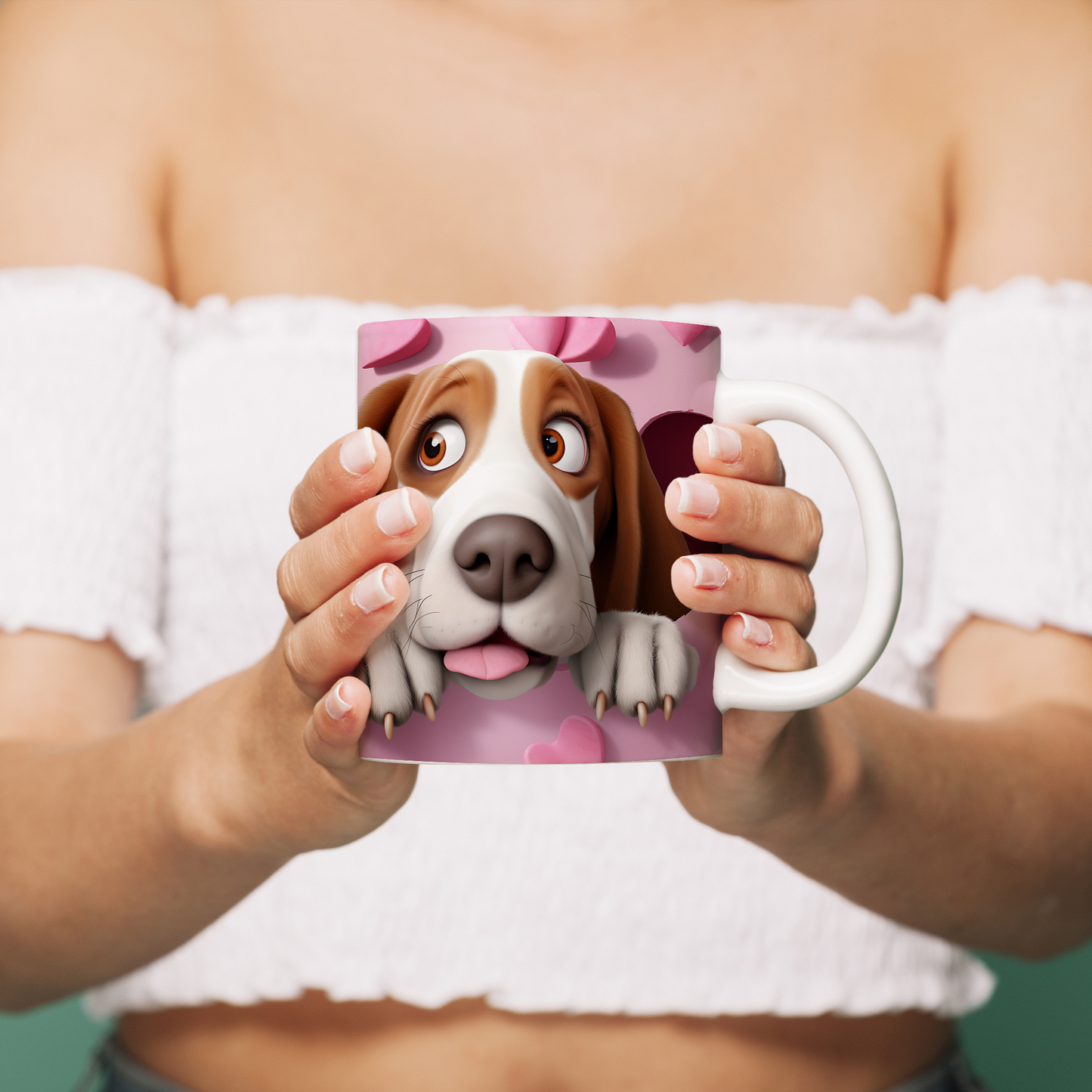 Gerçek Gibi Tatlı – 3D Hayvan Figürlü Koleksiyon Kupa - Valentine Basset Hound