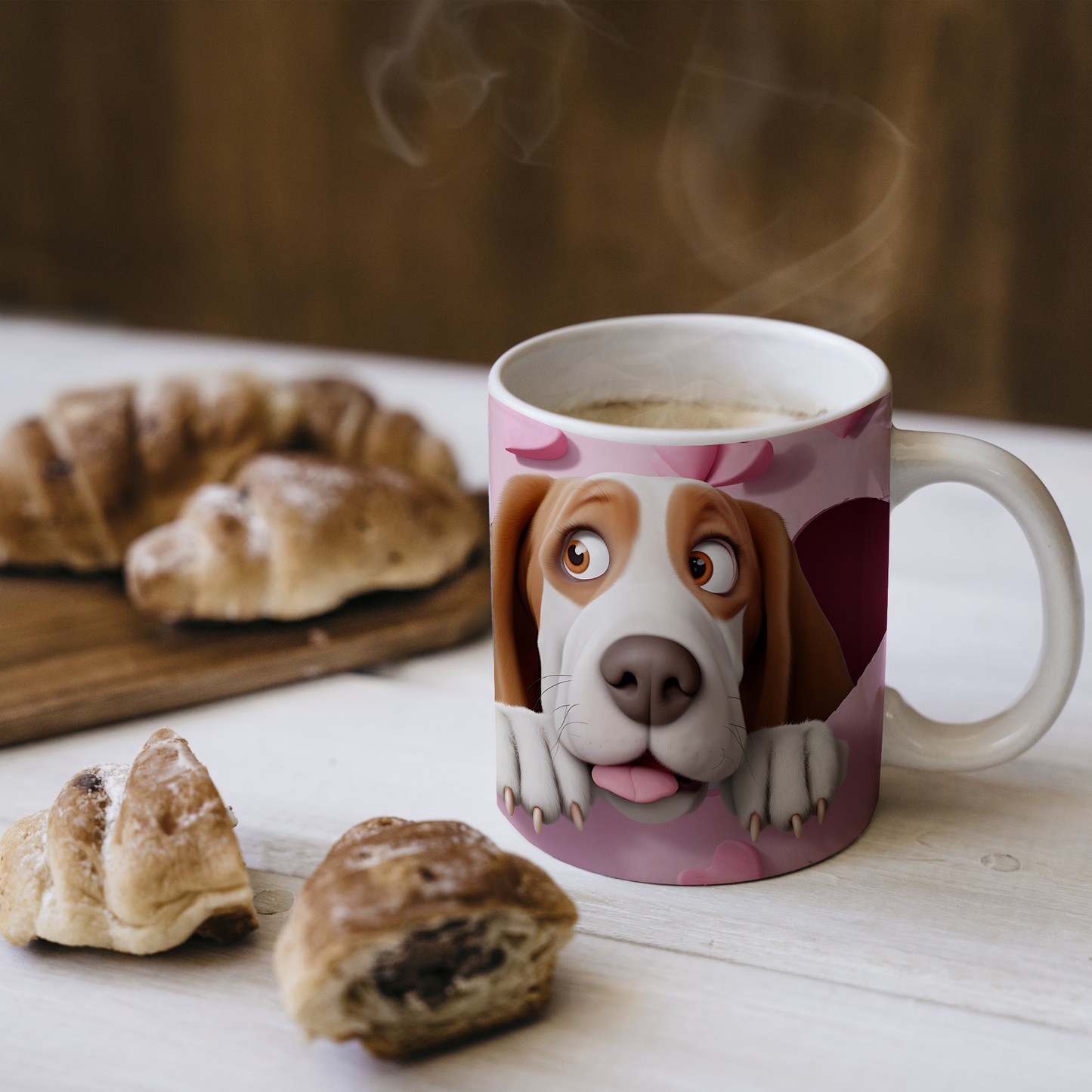 Gerçek Gibi Tatlı – 3D Hayvan Figürlü Koleksiyon Kupa - Valentine Basset Hound
