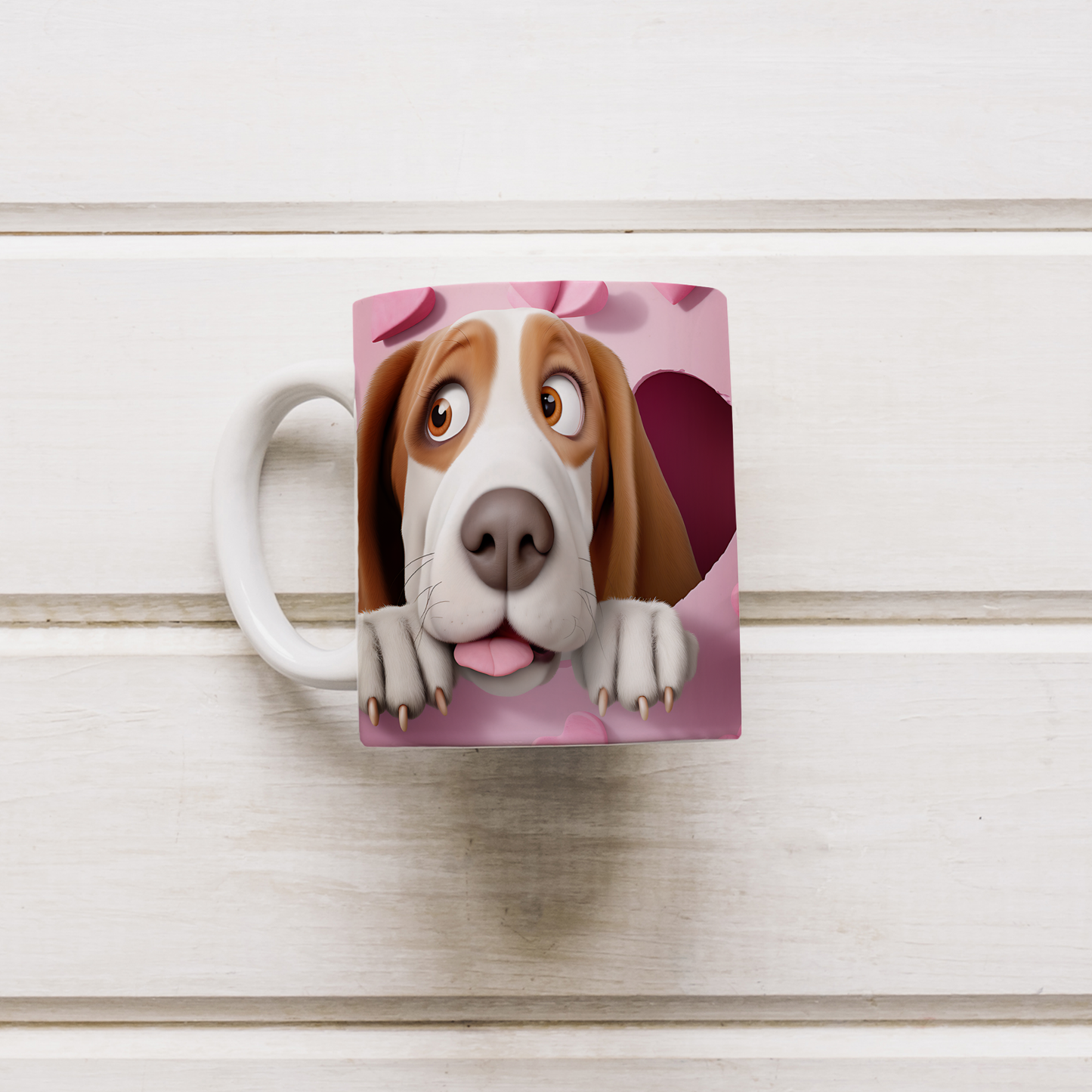 Gerçek Gibi Tatlı – 3D Hayvan Figürlü Koleksiyon Kupa - Valentine Basset Hound