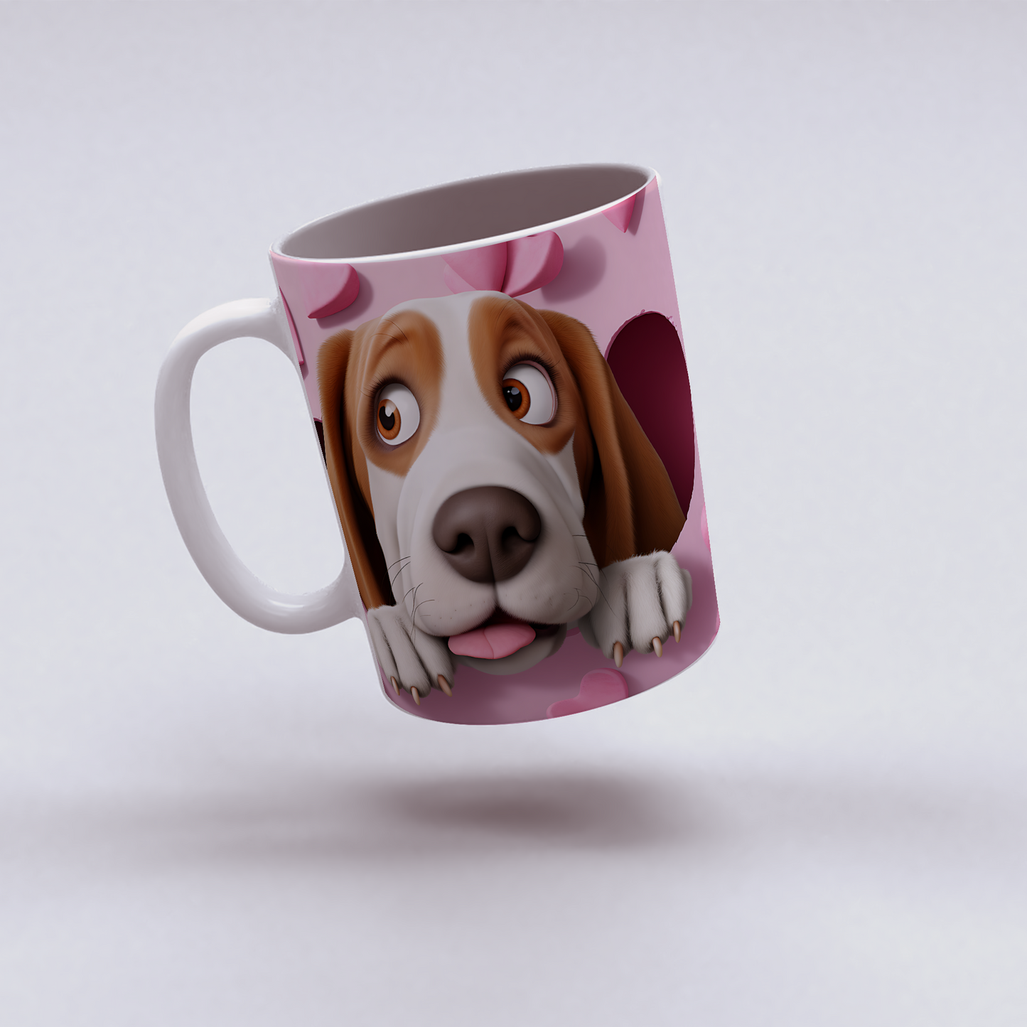 Gerçek Gibi Tatlı – 3D Hayvan Figürlü Koleksiyon Kupa - Valentine Basset Hound
