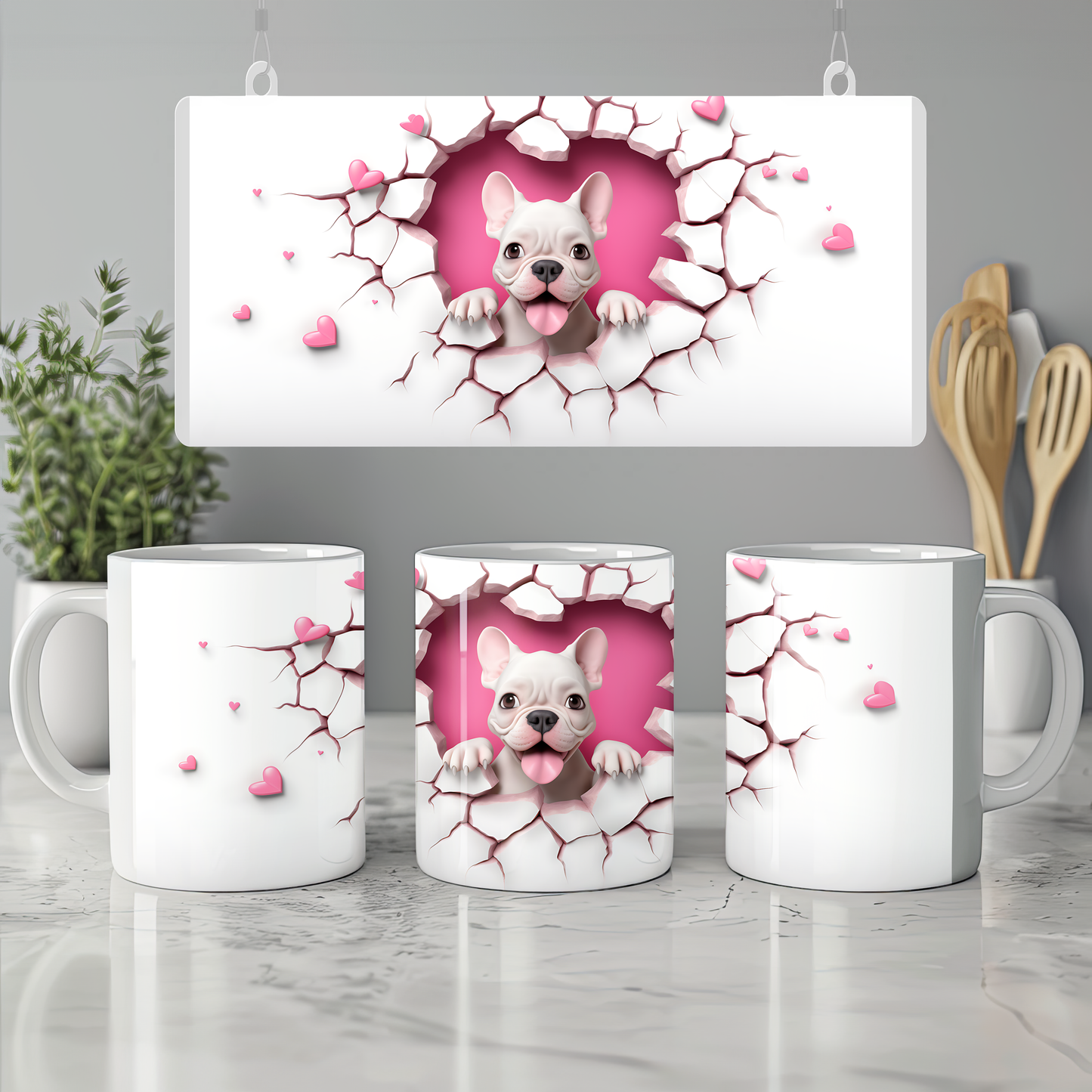 Köpek Severlere Özel – 3D Figürlü Şirin Bardak - Valentine Bulldog