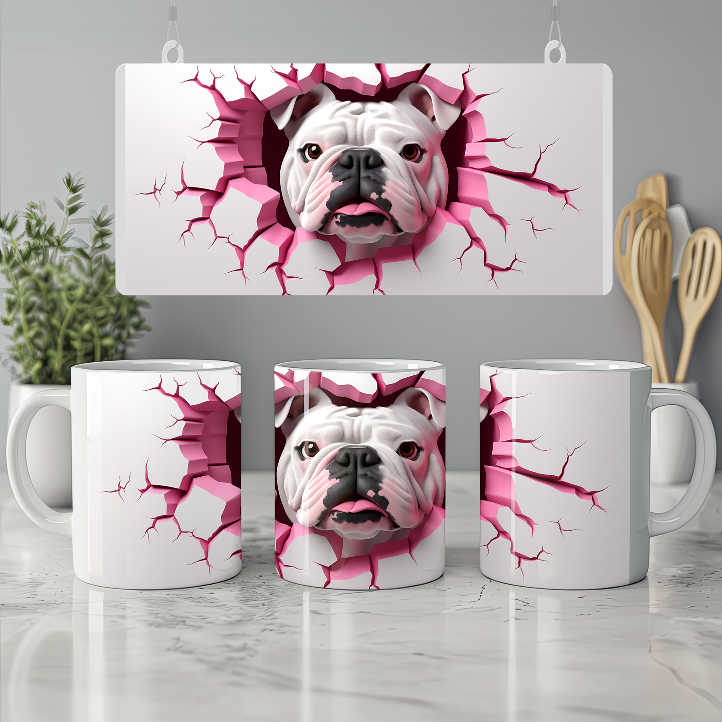 Pati Arkadaş – Tatlı Köpek Figürlü Seramik Kupa - Valentine Bulldog