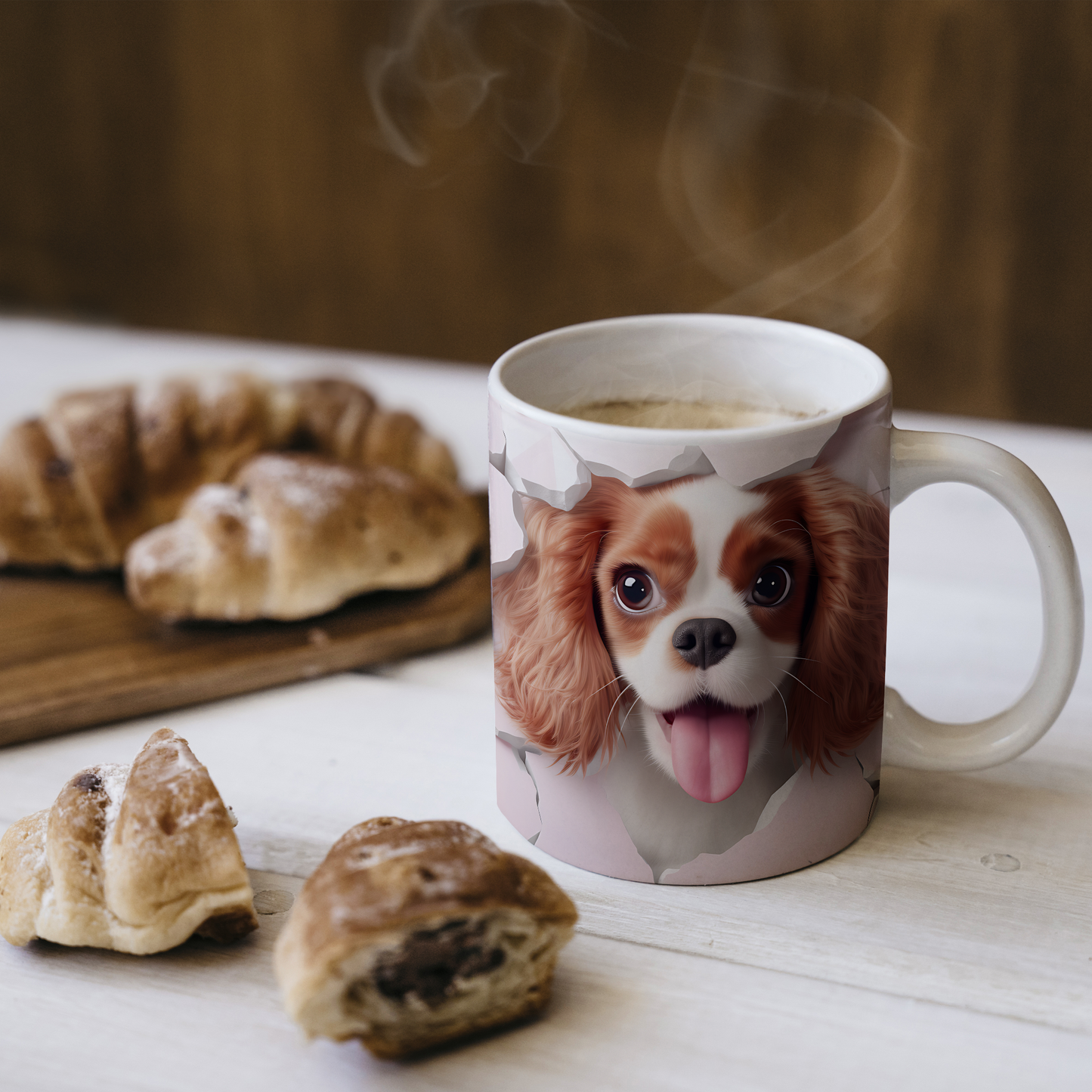 Puffy Pup Mug – Yumuşacık Görünümlü 3D Kupa - Valentine Cavalier King Charles Spaniel