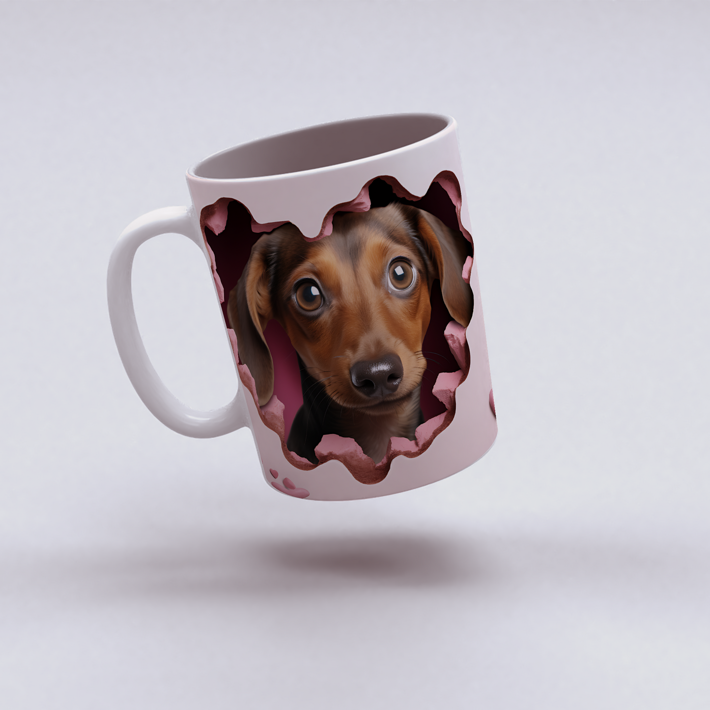 Kahve Dostu Patiler – Sevimli 3D Köpek Kupa - Valentine Dachshund