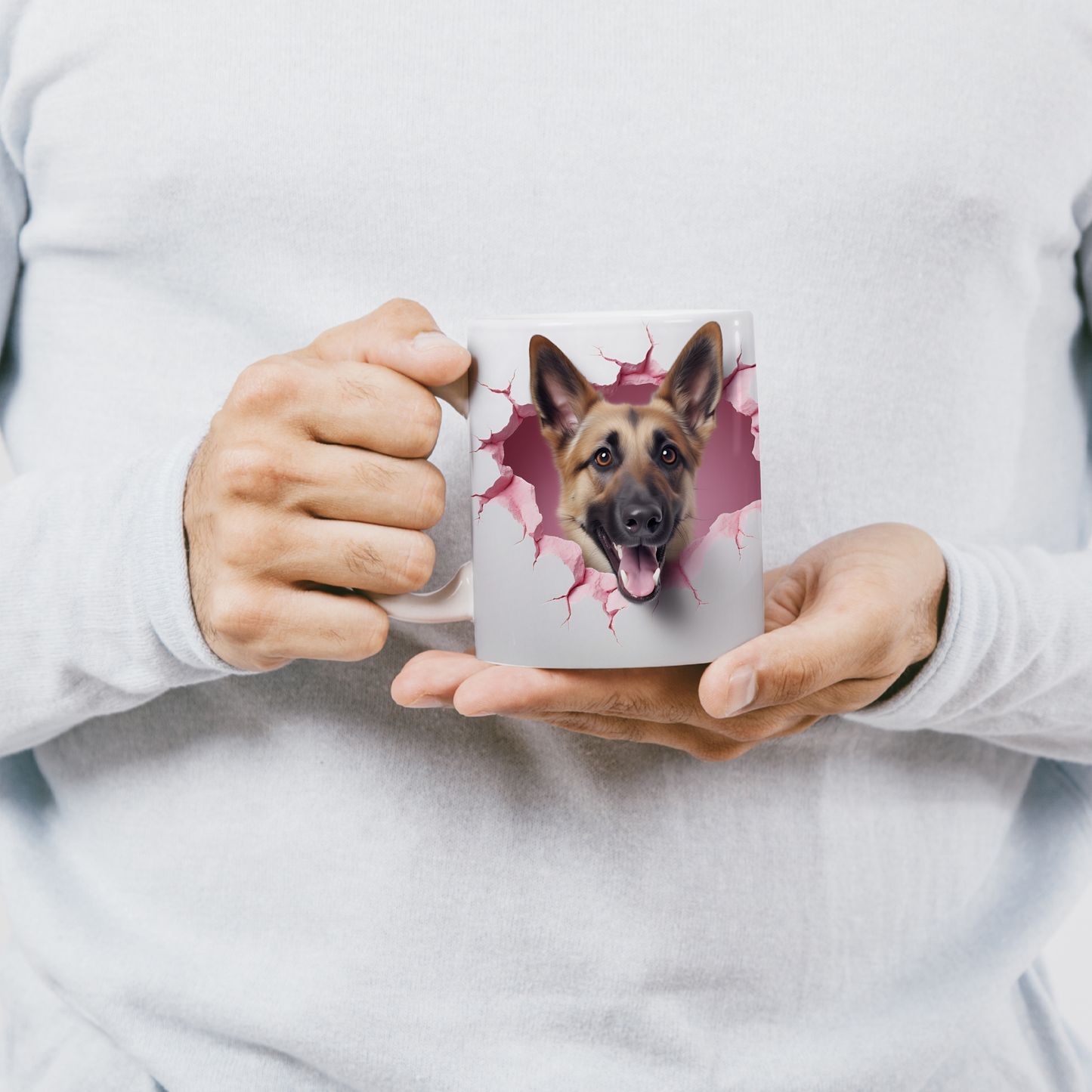 Hediye Gibi Sevimli – 3D Köpek Kupa Serisi - Valentine German Shepherd