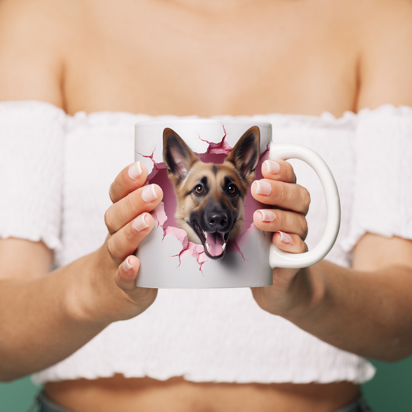 Hediye Gibi Sevimli – 3D Köpek Kupa Serisi - Valentine German Shepherd