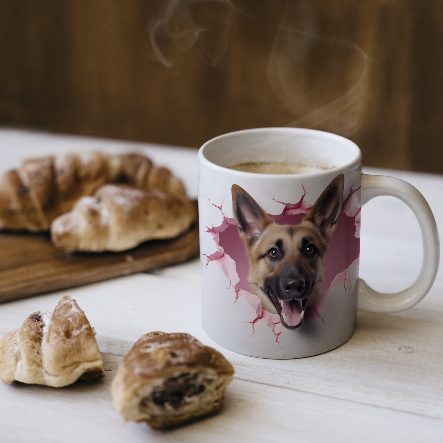 Hediye Gibi Sevimli – 3D Köpek Kupa Serisi - Valentine German Shepherd