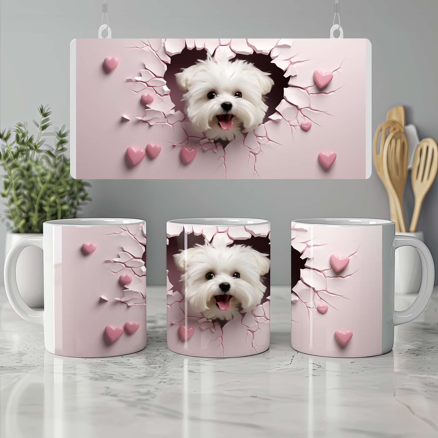 Pati Dostum Yanımda - Üç Boyutlu Kupa Bardak - Valentine Maltese