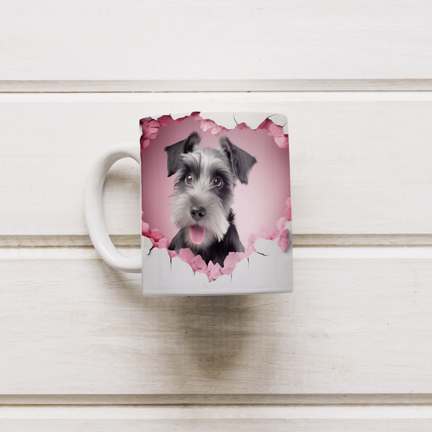 Burunlu Bardak Tatlı Köpek Figürlü Kupa - Valentine Miniature Schnauzer