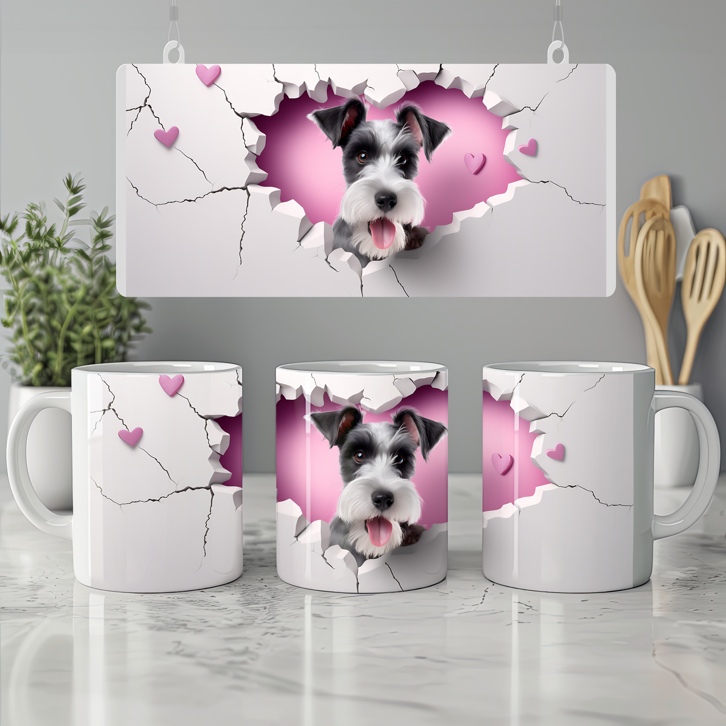 PatiŞehir Kupası Eğlenceli 3D Köpek Serisi - Valentine Miniature Schnauzer