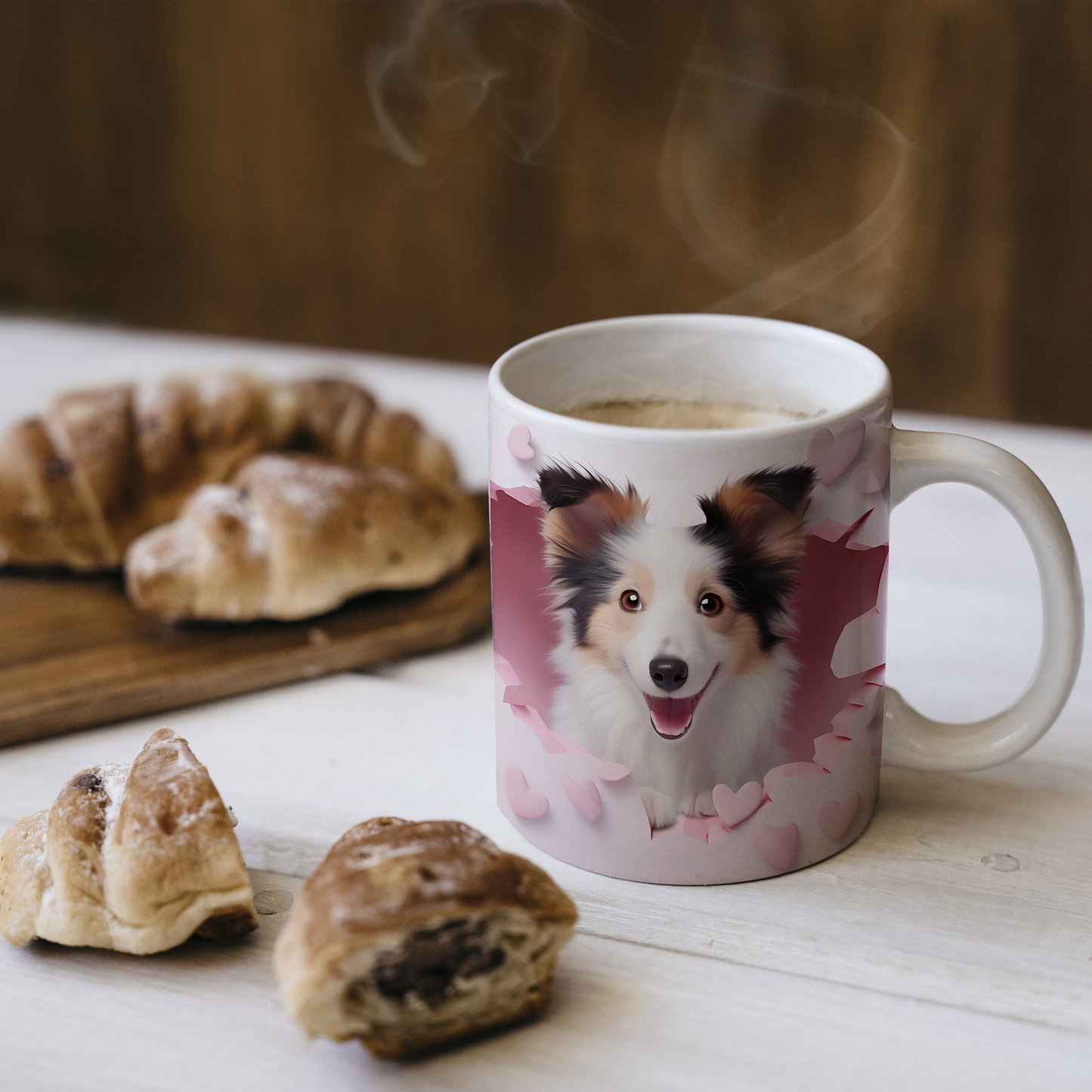Mini Pati Mug – Köpek Karakterli Kupa - Valentine Shetland Sheepdog