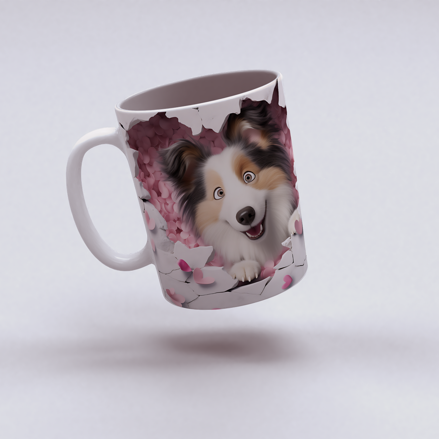 Havhav Mugsy – 3D Tatlı Köpek Bardak - Valentine Shetland Sheepdog