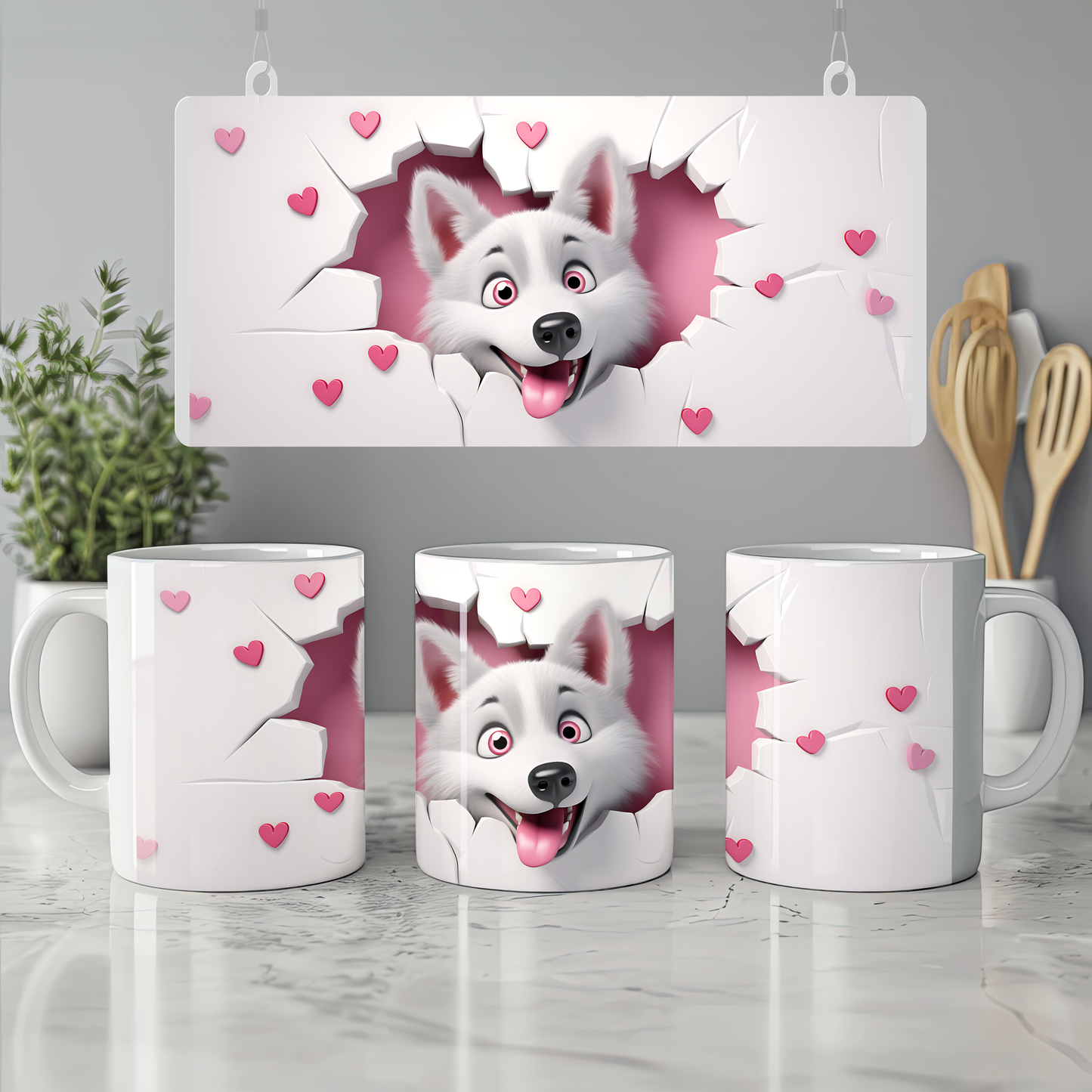 Kupanda Minik Bir Köpek Var – 3D Tasarım Neşesi - Valentine Siberian Husky