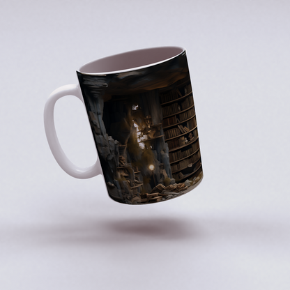 3D Tasarım Kitaplık Temalı Porselen Kupa Bardak K20