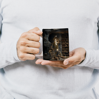 3D Tasarım Kitaplık Temalı Porselen Kupa Bardak K20