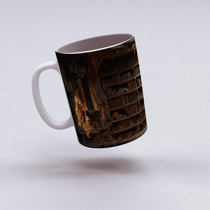 3D Tasarım Kitaplık Temalı Porselen Kupa Bardak -  K02