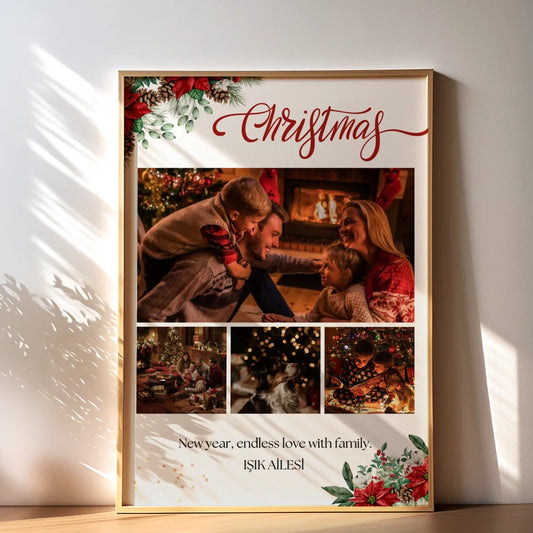 Kişiye Özel Christmas Aile Fotoğraf Posteri