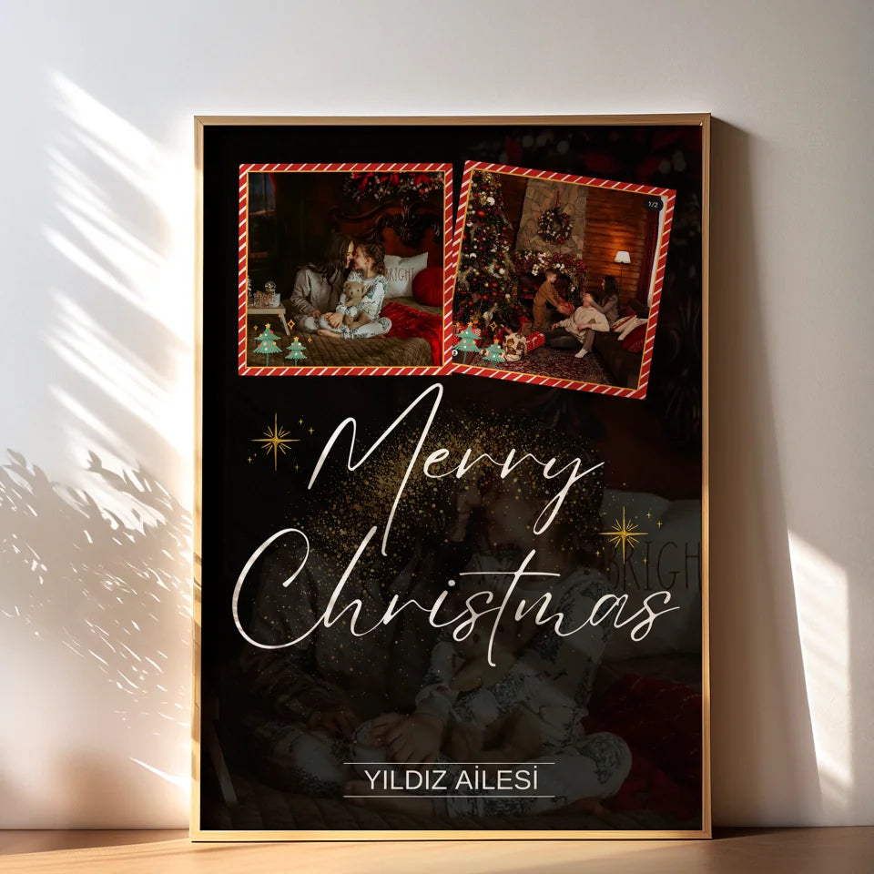 Kişiye Özel "Merry Christmas" Yılbaşı Posteri