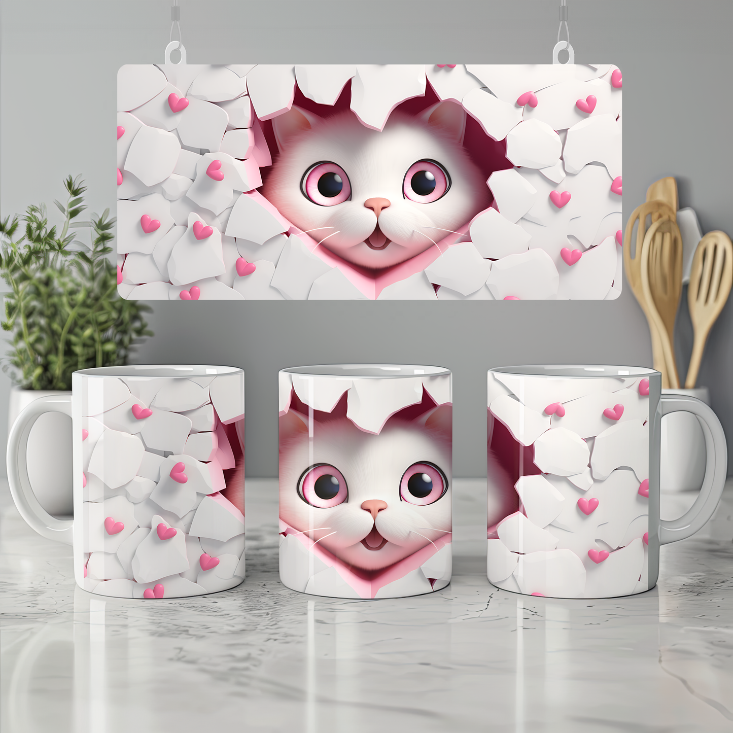 Pati Patili Estetik – Kedi Figürlü Dekoratif Kupa