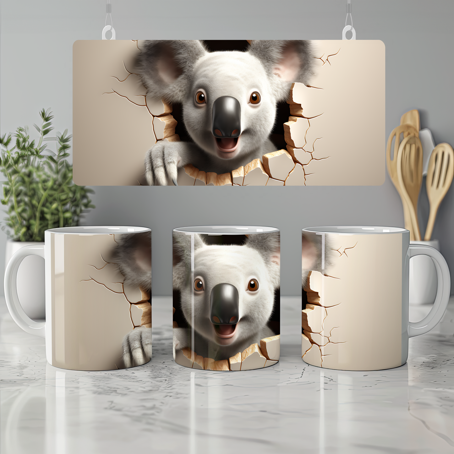 Vahşi Doğa Temalı Bardak – Safari Figürlü Seramik Kupa - Koala Seramik Kupa