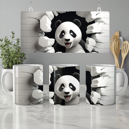 Dekoratif Safari Kupa Bardak - Panda Seramik Kupa
