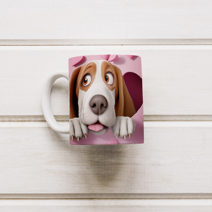 Gerçek Gibi Tatlı – 3D Hayvan Figürlü Koleksiyon Kupa - Valentine Basset Hound