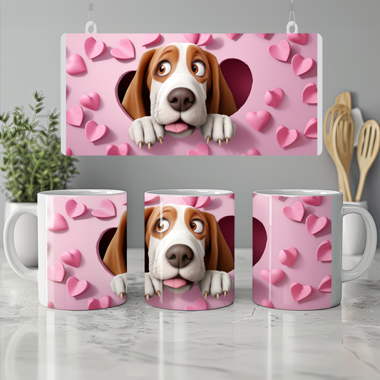 Gerçek Gibi Tatlı – 3D Hayvan Figürlü Koleksiyon Kupa - Valentine Basset Hound