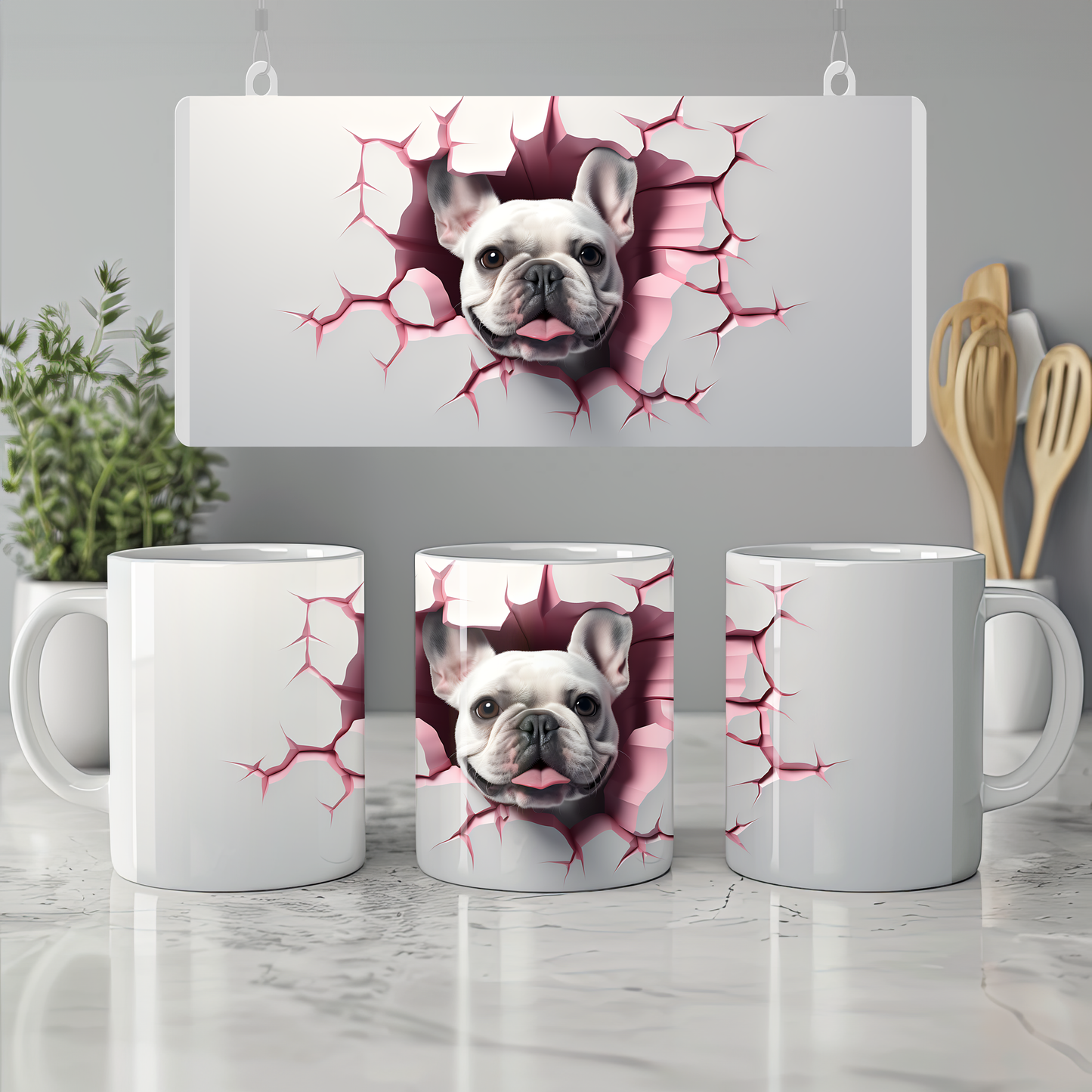 Sevgiyle Yudumla – 3D Patili Hediye Kupa - Valentine Bulldog