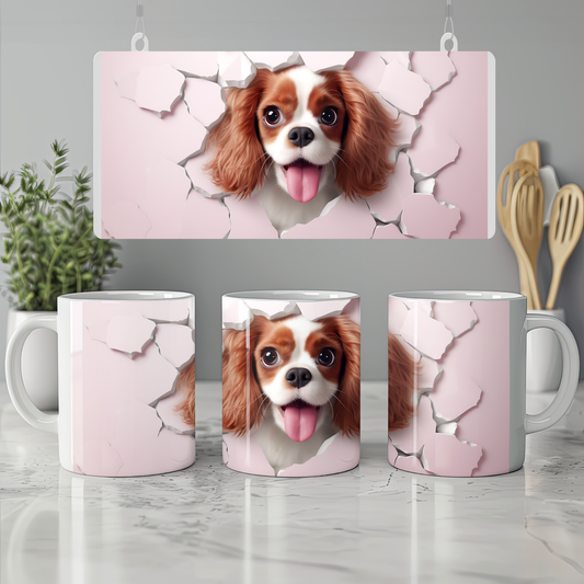 Puffy Pup Mug – Yumuşacık Görünümlü 3D Kupa - Valentine Cavalier King Charles Spaniel