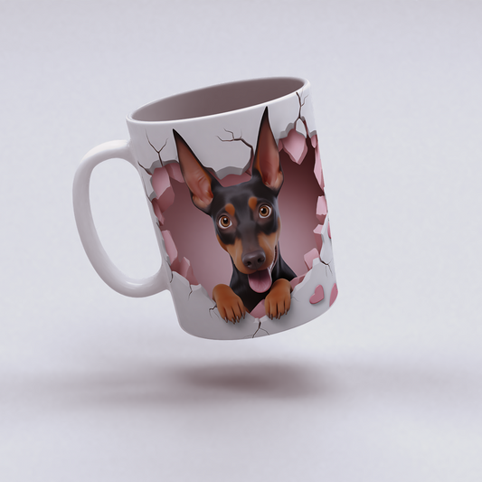Sadakatli Hediye – Tatlı Patili Figürlü Kupa - Valentine Doberman Pinscher