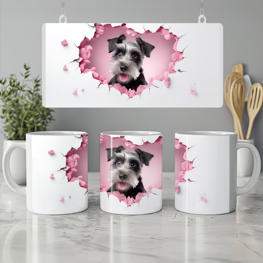 Burunlu Bardak Tatlı Köpek Figürlü Kupa - Valentine Miniature Schnauzer