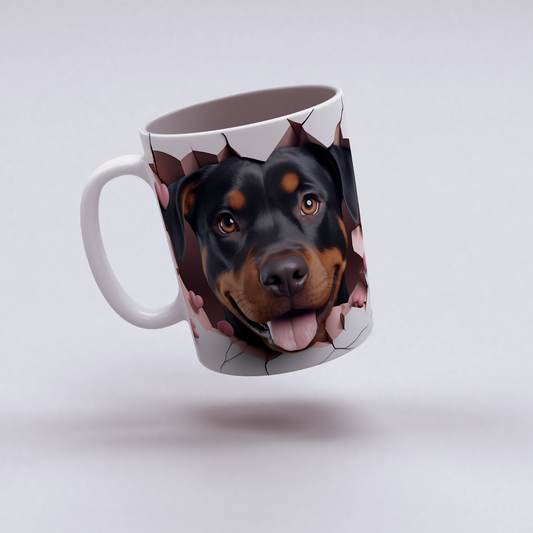PuffyPup – Sevimli Köpek Figürlü 3D Kupa - Valentine Rottweiler