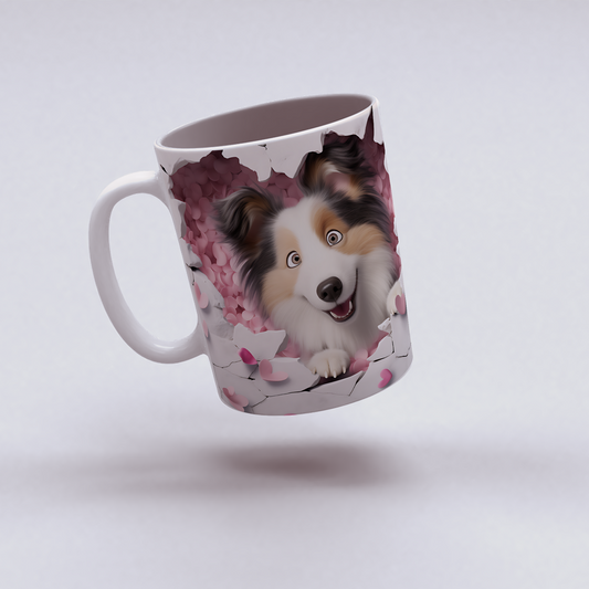 Havhav Mugsy – 3D Tatlı Köpek Bardak - Valentine Shetland Sheepdog