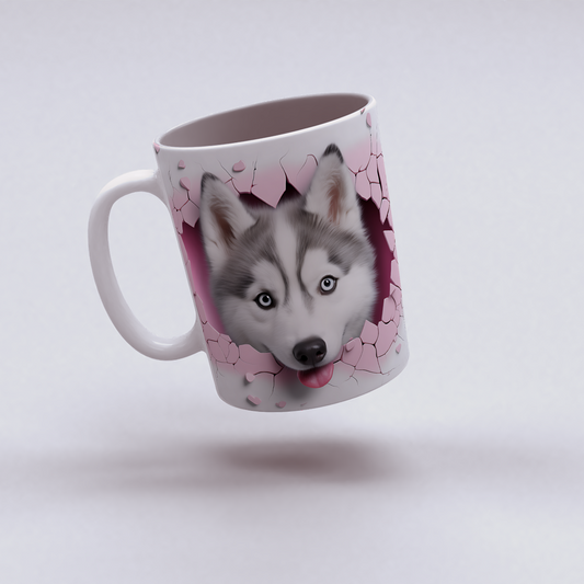 Köpek Severlere Özel – 3D Şirin Kupa Hediye - Valentine Siberian Husky