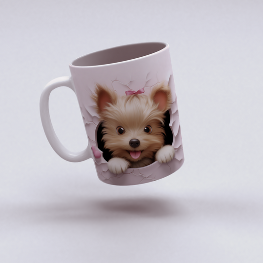Pati Kupa – 3D Tatlı Köpek Figürlü Bardak - Valentine Yorkshire Terrier