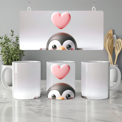 Şirin Penguen Kupa - Gülümseten Hayvan Tasarımlı Kupa Bardak